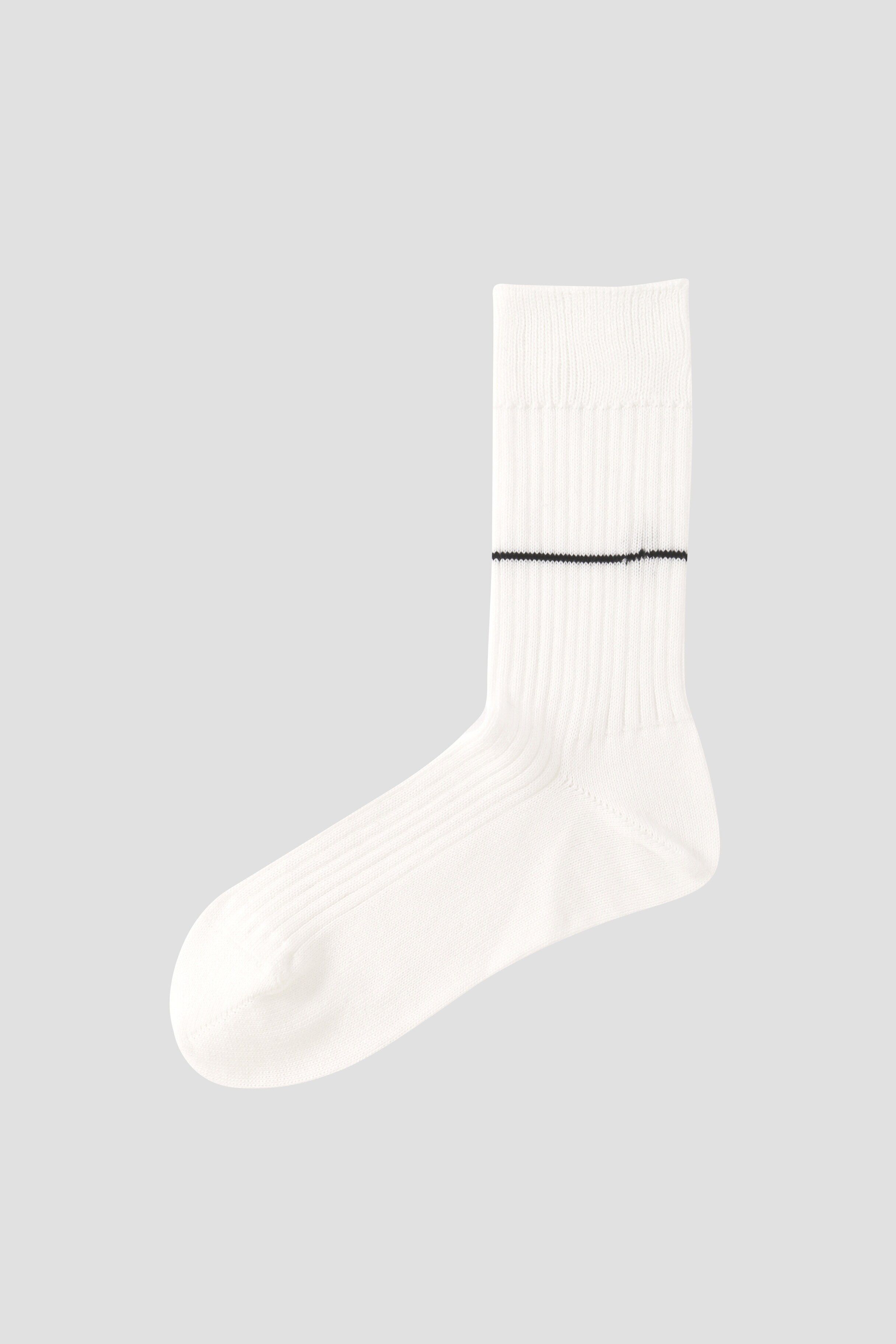  「STRIPE COTTON RIB SOCKS」|ソックス|WHITE
