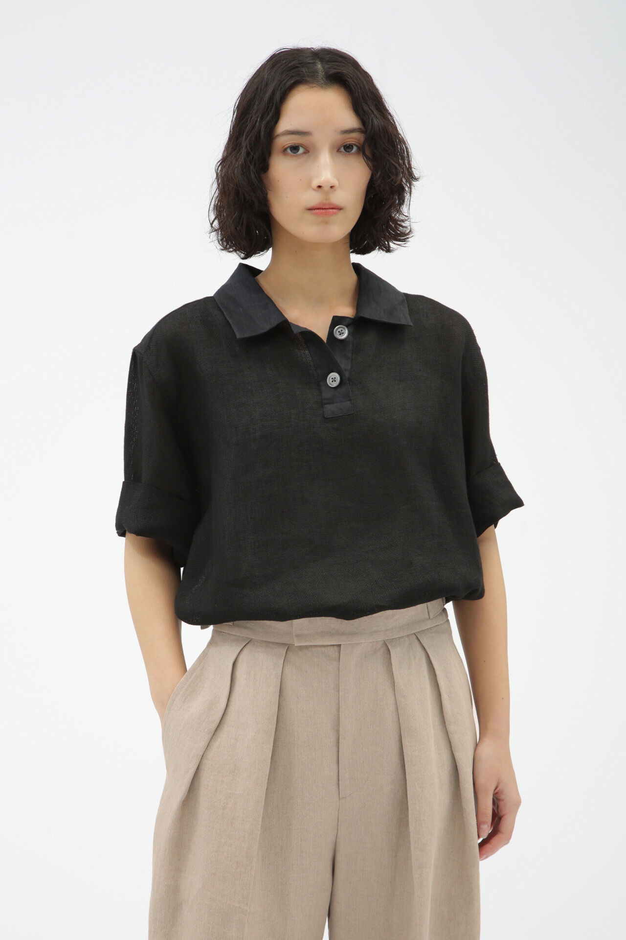  「LINEN AIRTEX SHIRT」|シャツ・ブラウス|BLACK