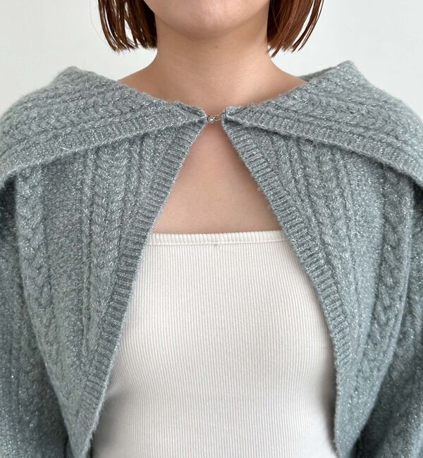 archives「ＢＩＧカラーレースＵＰラメケーブルニットＣＤ」|カーディガン|