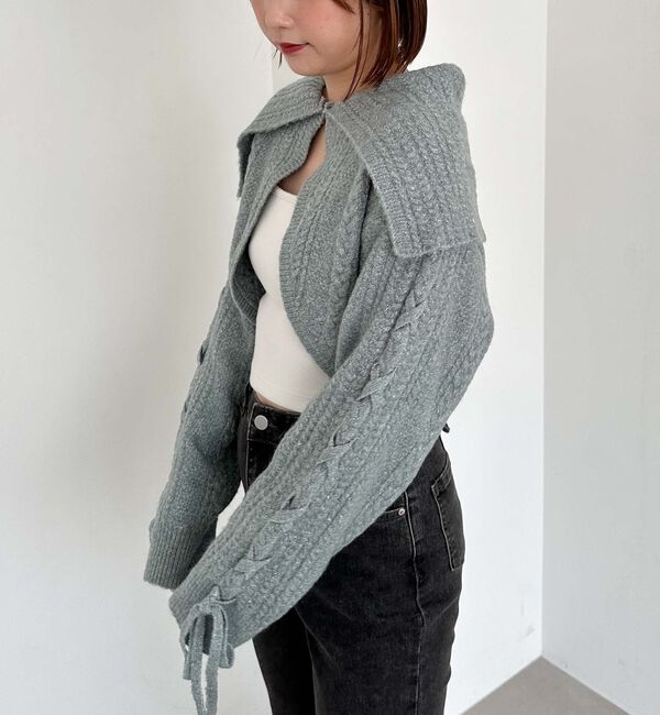 archives「ＢＩＧカラーレースＵＰラメケーブルニットＣＤ」|カーディガン|