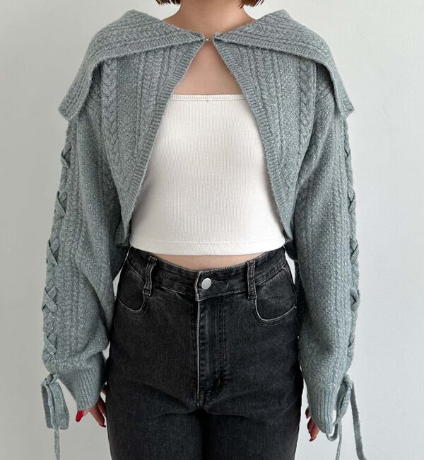 archives「ＢＩＧカラーレースＵＰラメケーブルニットＣＤ」|カーディガン|