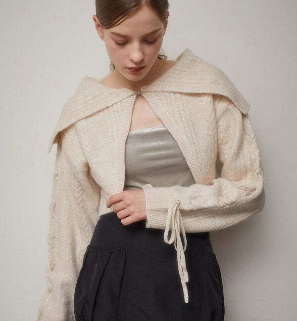 archives「ＢＩＧカラーレースＵＰラメケーブルニットＣＤ」|カーディガン|IVORY