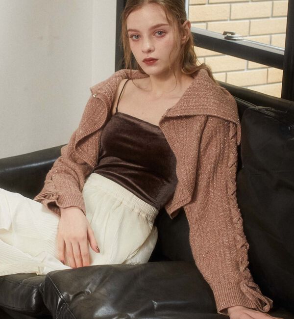 archives「ＢＩＧカラーレースＵＰラメケーブルニットＣＤ」|カーディガン|