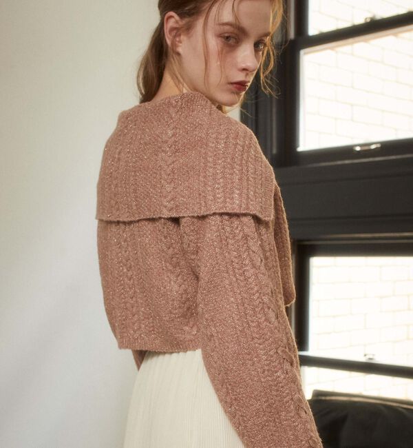 archives「ＢＩＧカラーレースＵＰラメケーブルニットＣＤ」|カーディガン|