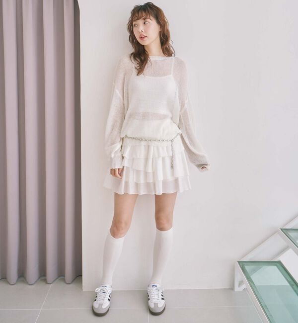 archives「モヘアタッチ透かしミドルニット」|ニット・セーター|