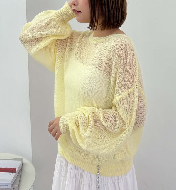 archives「モヘアタッチ透かしミドルニット」|ニット・セーター|