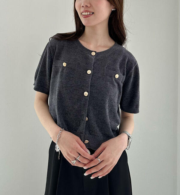 archives「ハーフスリーブ金ボタンニットカーディガン」|カーディガン|