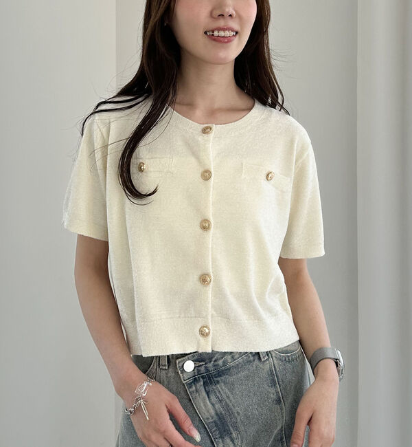 archives「ハーフスリーブ金ボタンニットカーディガン」|カーディガン|