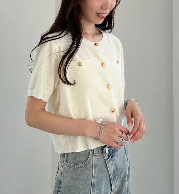 archives「ハーフスリーブ金ボタンニットカーディガン」|カーディガン|