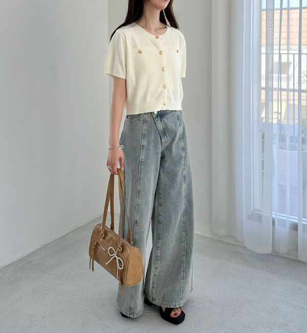 archives「ハーフスリーブ金ボタンニットカーディガン」|カーディガン|