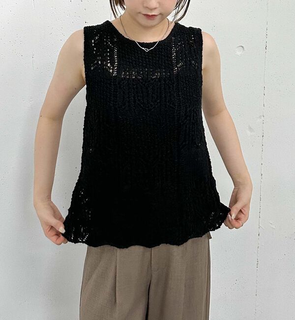 archives「２ＷＡＹ透かしスラブニットベスト」|ニット・セーター|BLACK