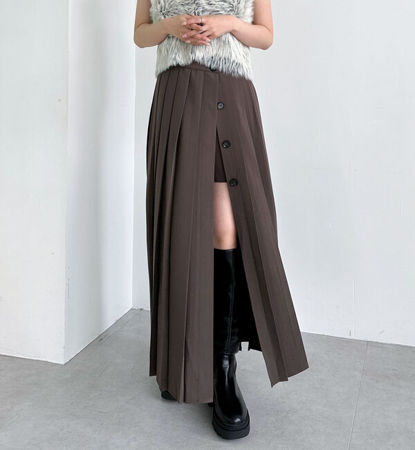archives「スリットプリーツスカート&times;ショートパンツ」|スカート|BROWN