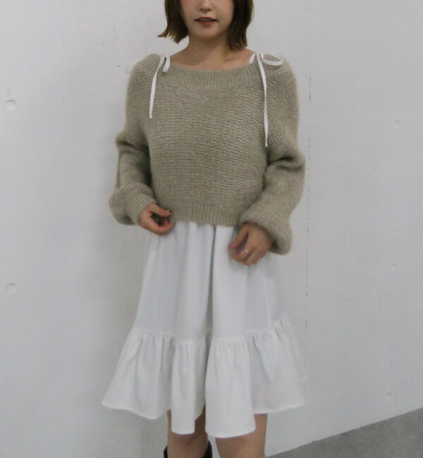 archives「メランジフェザーニット&times;ミニキャミワンピースＳＥＴ」|チュニック|BEIGE