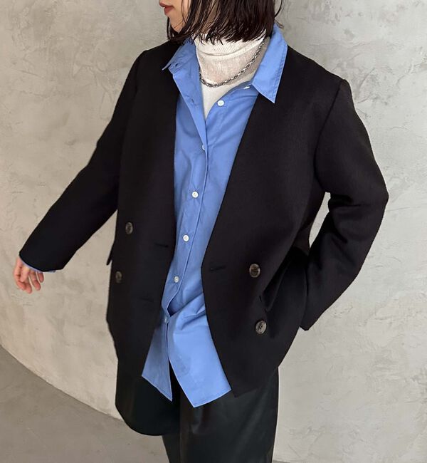 Doux archives「ノーカラーネップジャケット」|ノーカラージャケット|BLACK