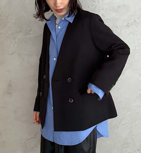 Doux archives「ノーカラーネップジャケット」|ノーカラージャケット|