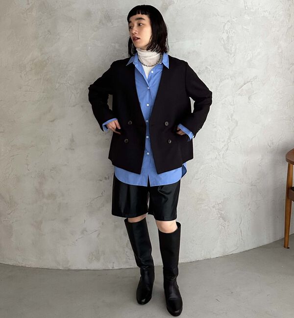 Doux archives「ノーカラーネップジャケット」|ノーカラージャケット|