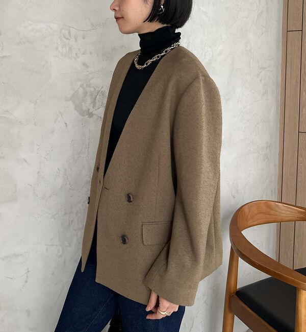 Doux archives「ノーカラーネップジャケット」|ノーカラージャケット|