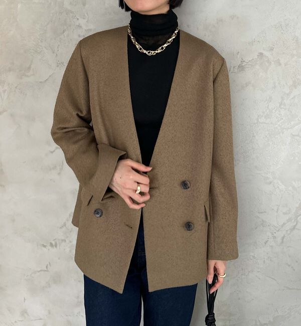 Doux archives「ノーカラーネップジャケット」|ノーカラージャケット|