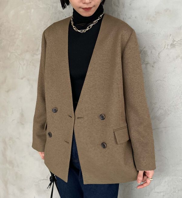 Doux archives「ノーカラーネップジャケット」|ノーカラージャケット|