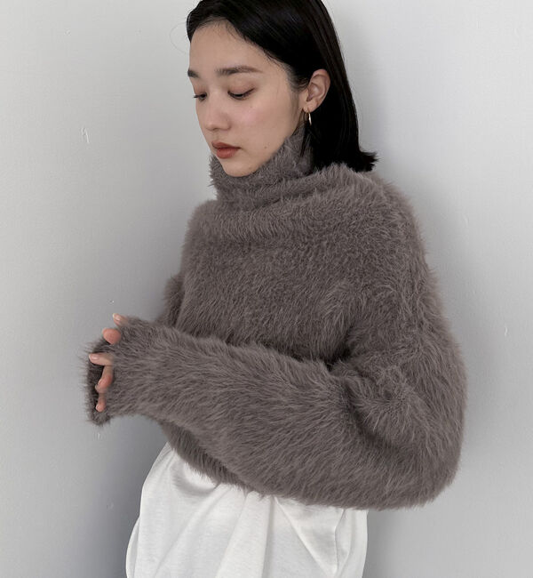 Doux archives「シャギータートルプルオーバー」|ニット・セーター|CHARCOAL GRAY
