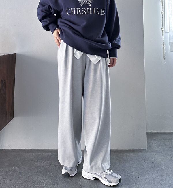 Doux archives「裏起毛発熱タックワイドパンツ」|チノ|