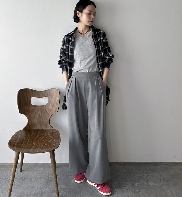 Doux archives「裏起毛発熱タックワイドパンツ」|チノ|