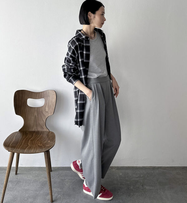 Doux archives「裏起毛発熱タックワイドパンツ」|チノ|