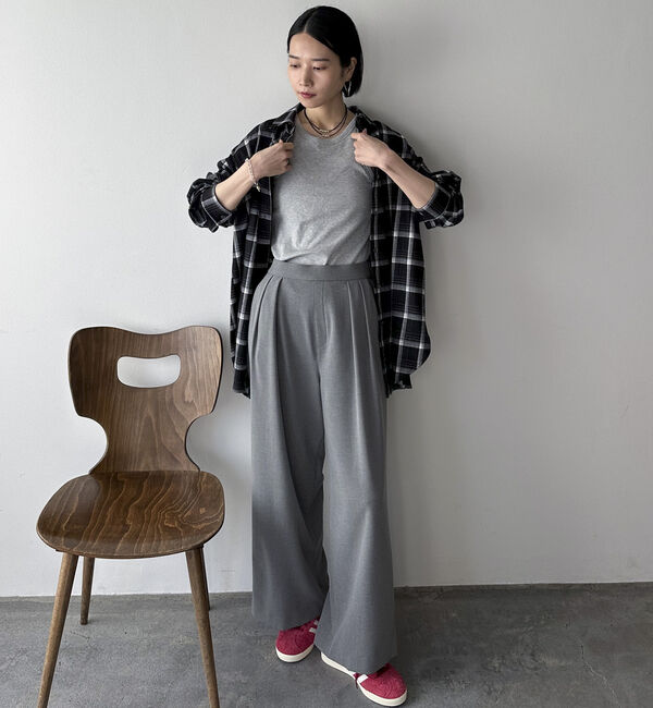Doux archives「裏起毛発熱タックワイドパンツ」|チノ|