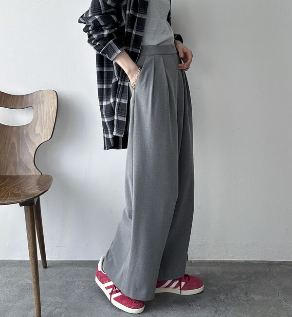 Doux archives「裏起毛発熱タックワイドパンツ」|チノ|