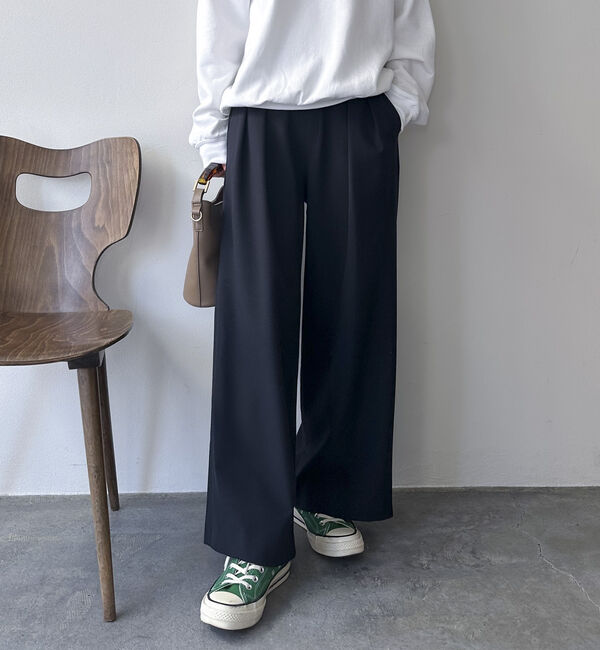 Doux archives「裏起毛発熱タックワイドパンツ」|チノ|