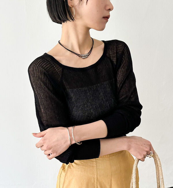 Doux archives「ラメシアーリブニット」|ニット・セーター|BLACK