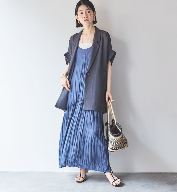 Doux archives「【即完売アイテム/体型カバー】メッシュフレンチスリーブジャケット」|テーラードジャケット|