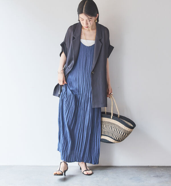 Doux archives「【即完売アイテム/体型カバー】メッシュフレンチスリーブジャケット」|テーラードジャケット|