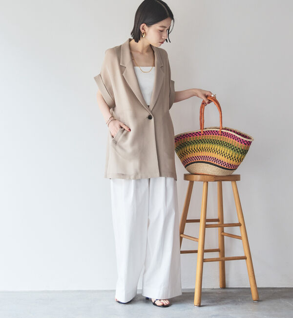 Doux archives「【即完売アイテム/体型カバー】メッシュフレンチスリーブジャケット」|テーラードジャケット|