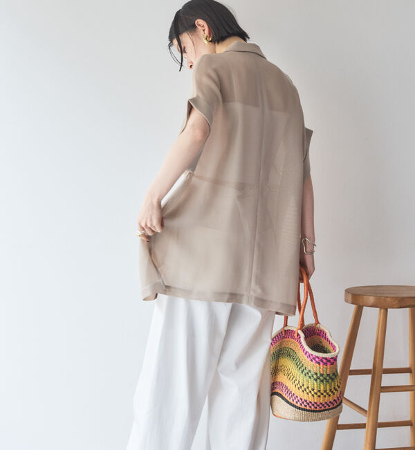 Doux archives「【即完売アイテム/体型カバー】メッシュフレンチスリーブジャケット」|テーラードジャケット|