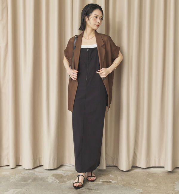 Doux archives「【即完売アイテム/体型カバー】メッシュフレンチスリーブジャケット」|テーラードジャケット|