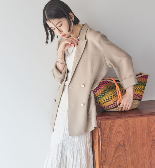 Doux archives「メッシュテーラードダブルジャケット」|テーラードジャケット|BEIGE