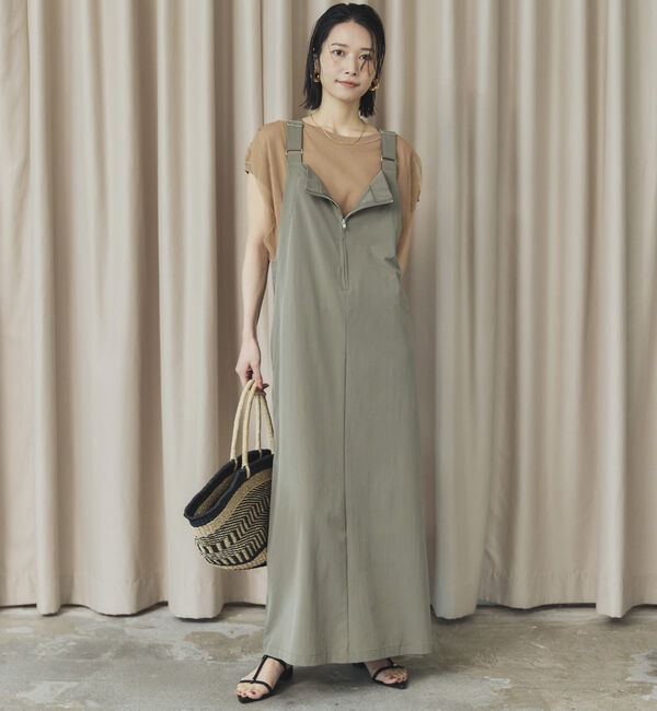 Doux archives「ＵＶ・接触冷感ウォッシャブルフロントＺＩＰジャンスカ」|ジャンパースカート|KHAKI