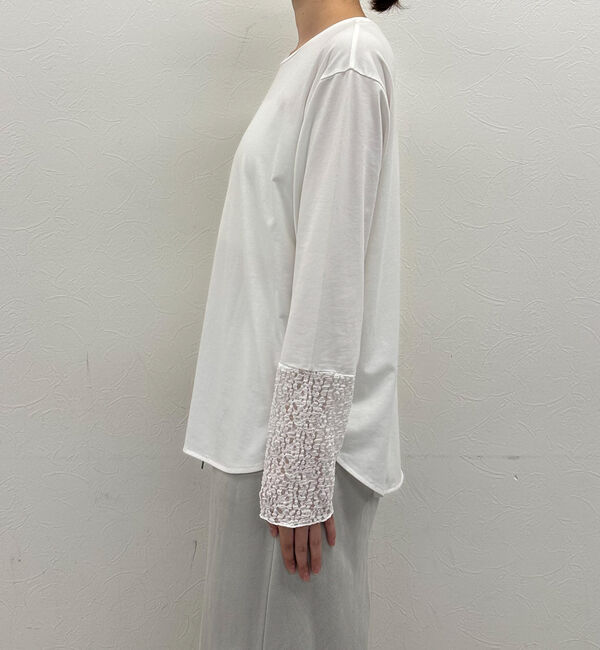 Doux archives「袖レースラウンドロンＴｅｅ」|Tシャツ・カットソー|