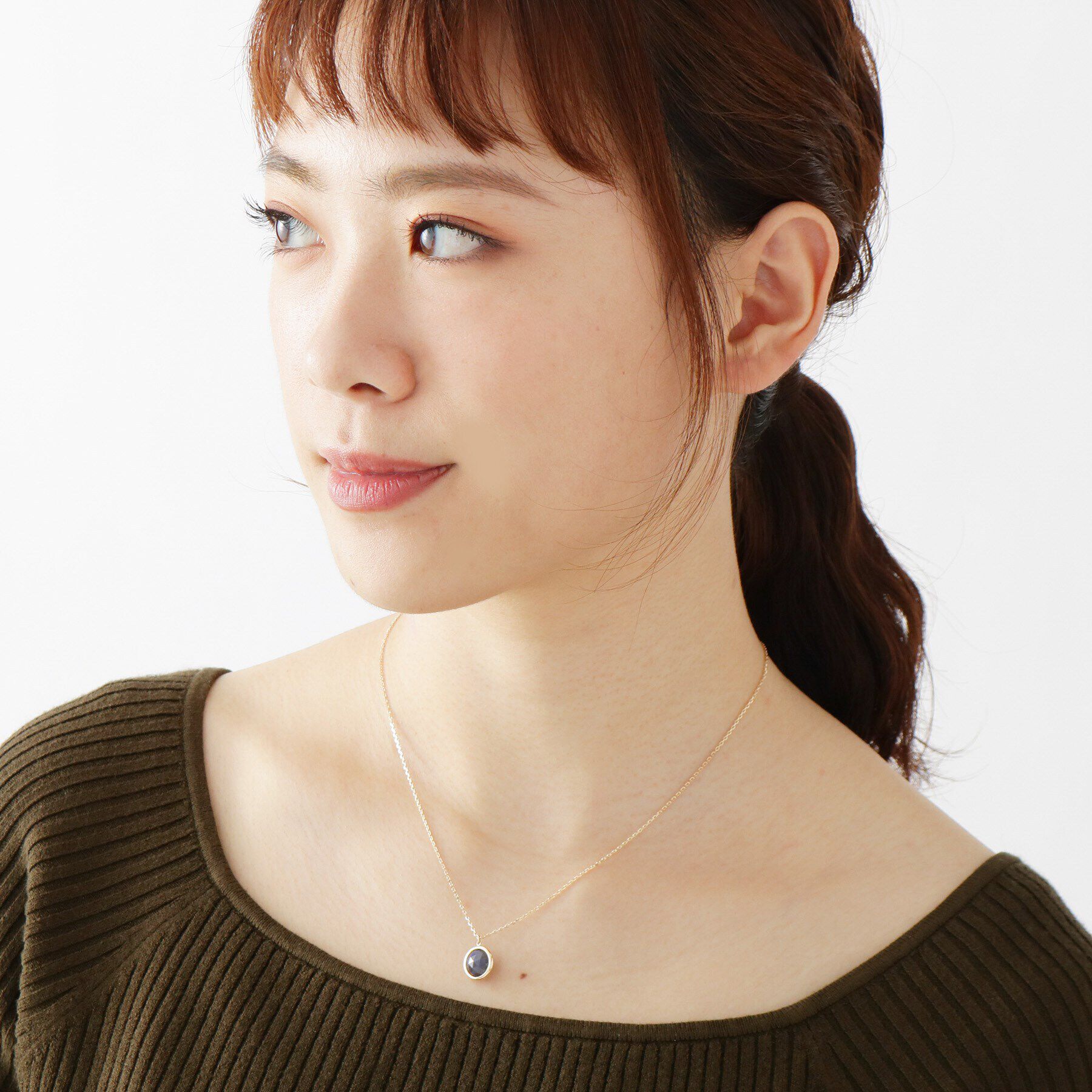 COCOSHNIK「K10カラーストーン（ラブラドライト）ダブルローズカット ネックレス」|ネックレス|