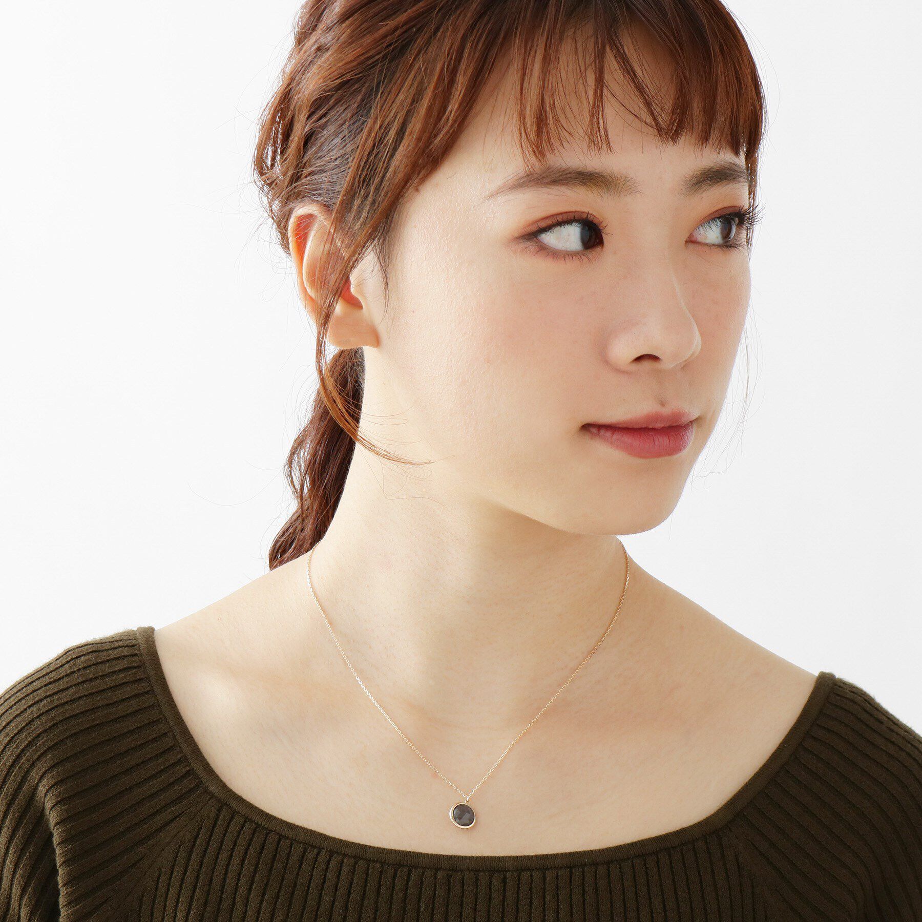 COCOSHNIK「K10カラーストーン（ラブラドライト）ダブルローズカット ネックレス」|ネックレス|