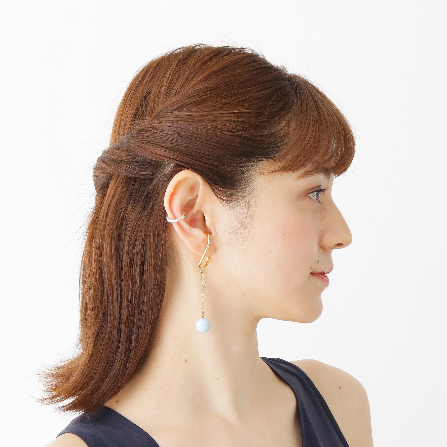 COCOSHNIK「シルバー カラーストーン（ミルキーアクアマリン） イヤーカフチャーム GP」|チャーム・キーホルダー|