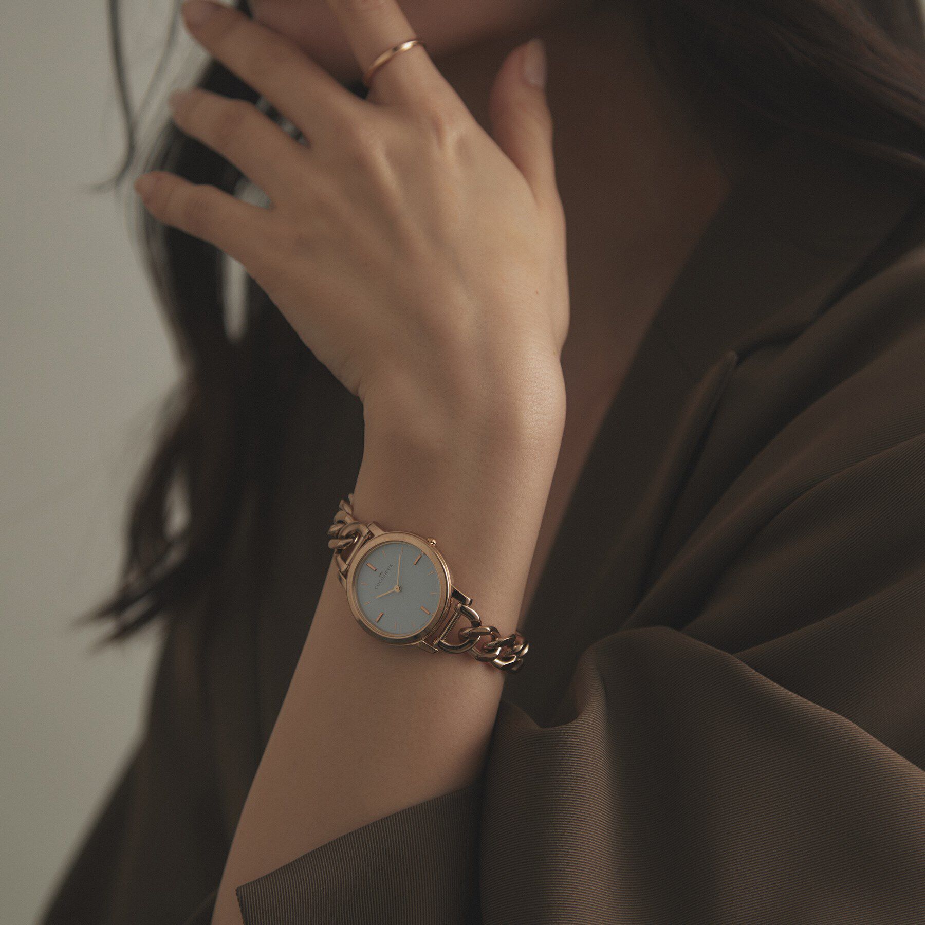 COCOSHNIK「RGラウンドチェーンベルト ウォッチ（ホワイトマット）」|腕時計|