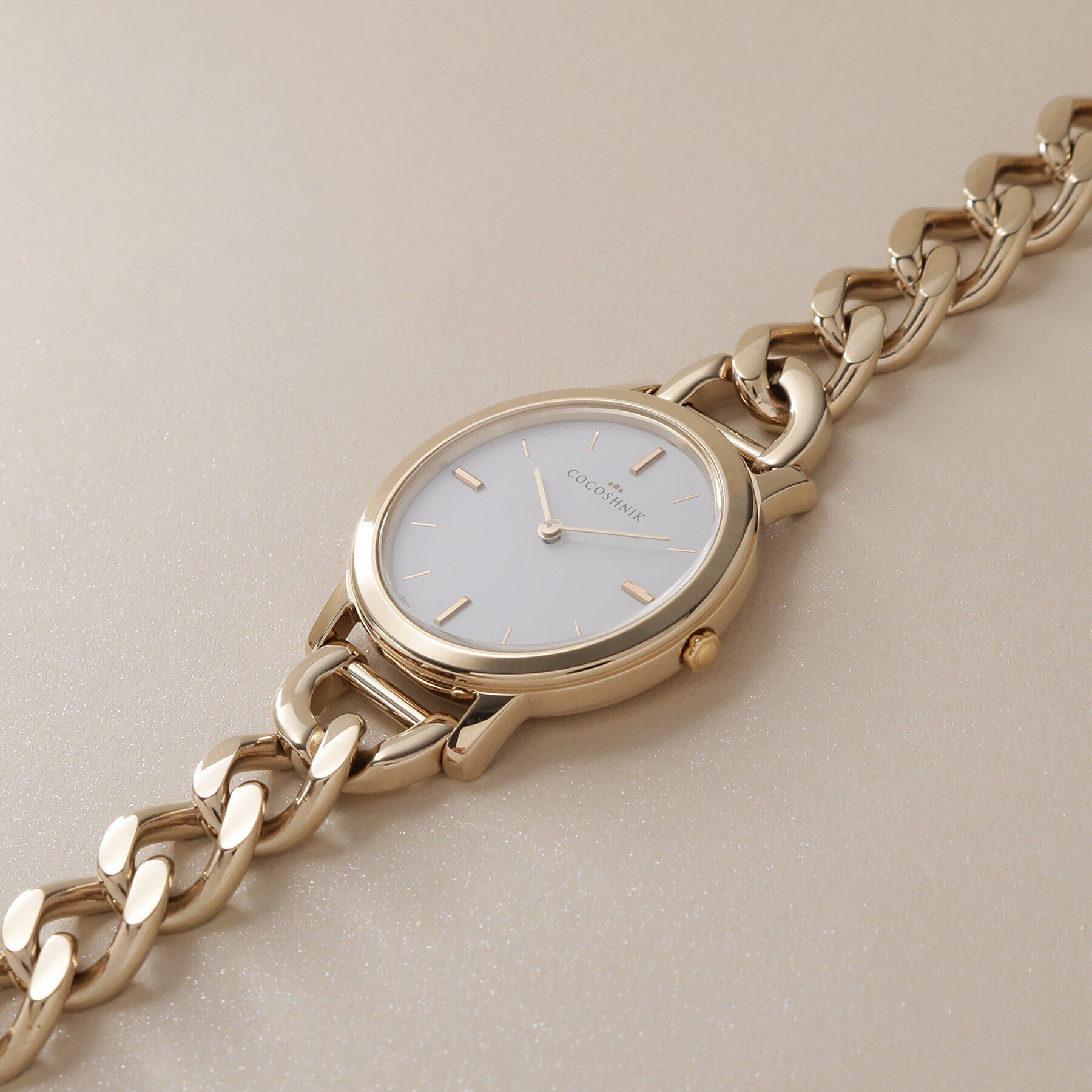 COCOSHNIK「RGラウンドチェーンベルト ウォッチ（ホワイトマット）」|腕時計|