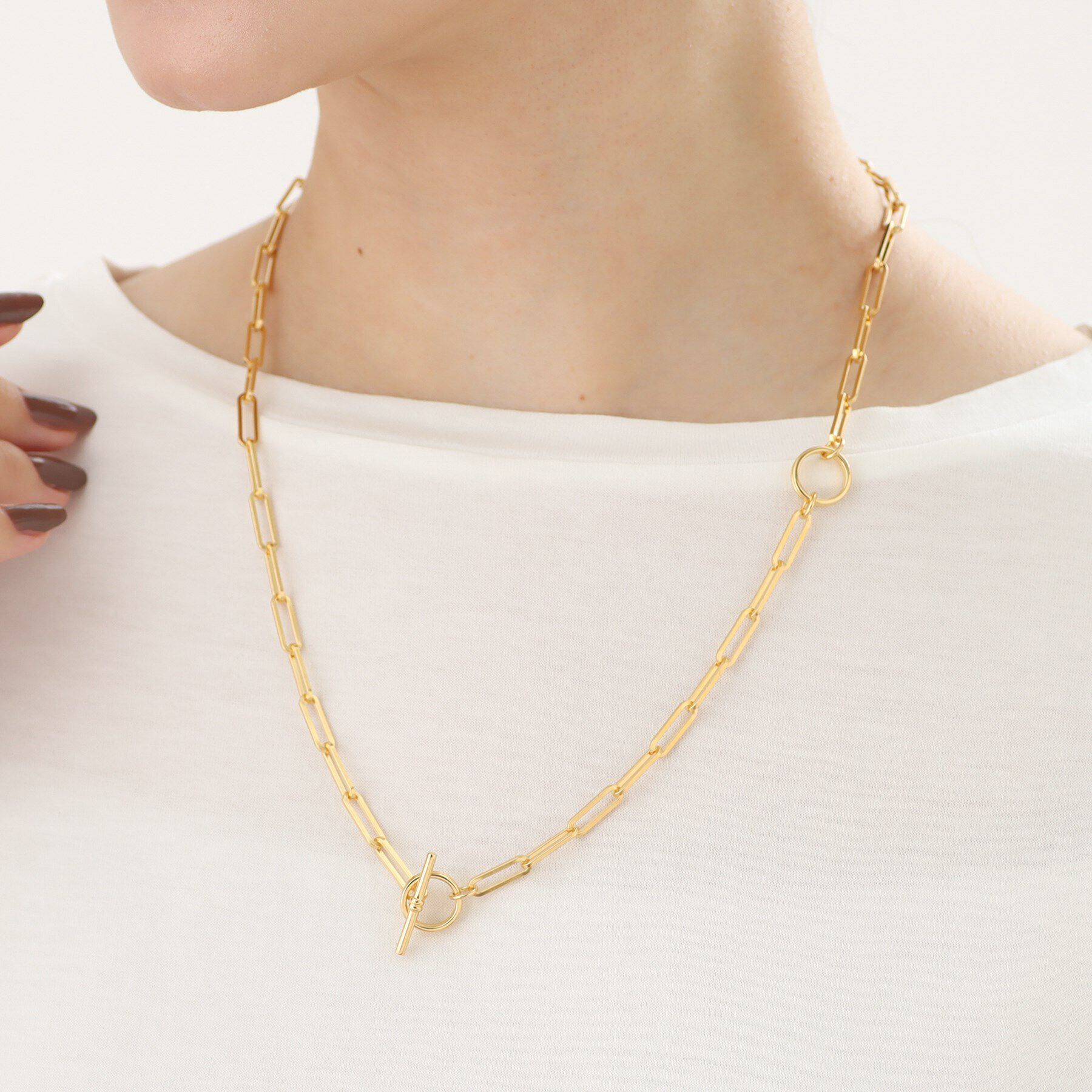 COCOSHNIK ONKITSCH「シルバー リンクチェーン 2WAYマンテルネックレス GP」|ネックレス|