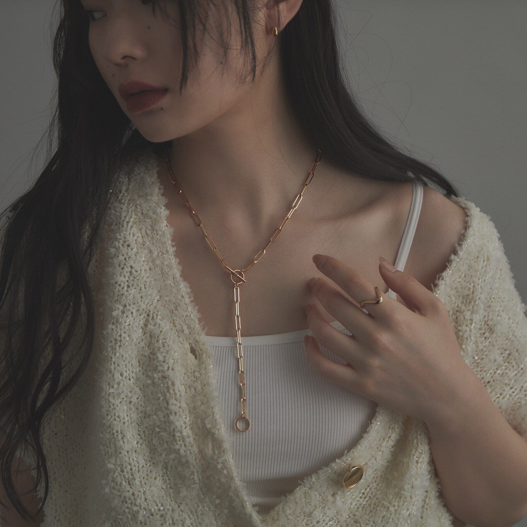 COCOSHNIK ONKITSCH「シルバー リンクチェーン 2WAYマンテルネックレス GP」|ネックレス|