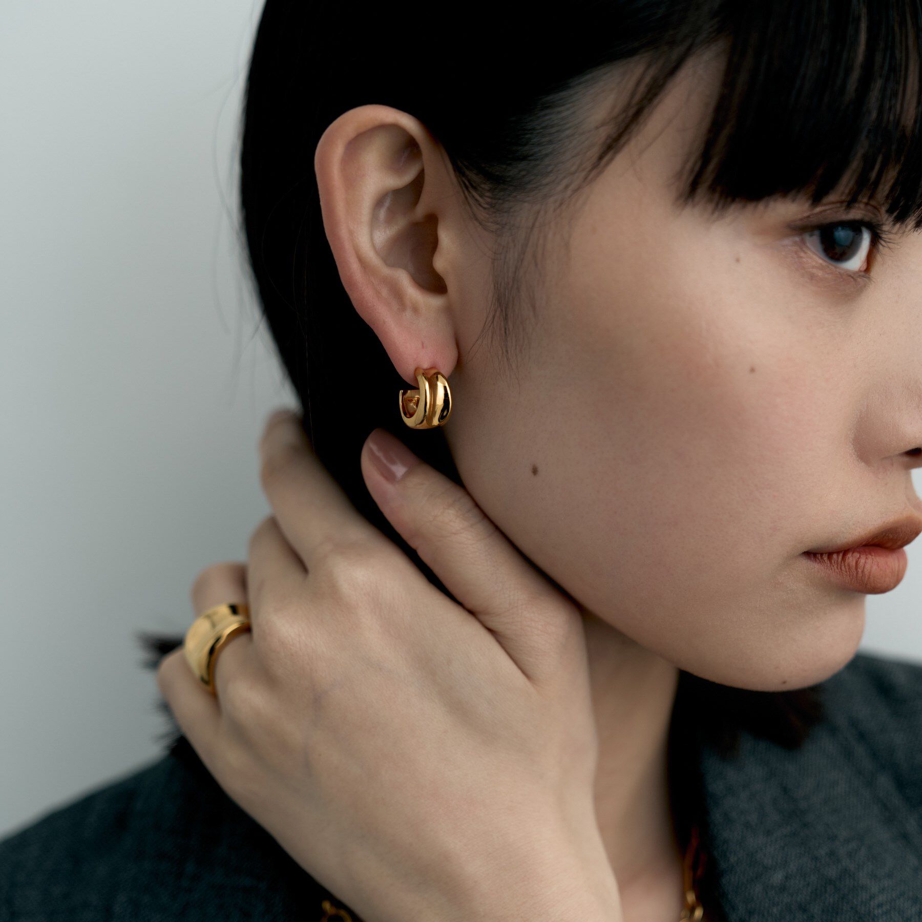 COCOSHNIK ONKITSCH「シルバー コンケイブピアス GP」|ピアス|