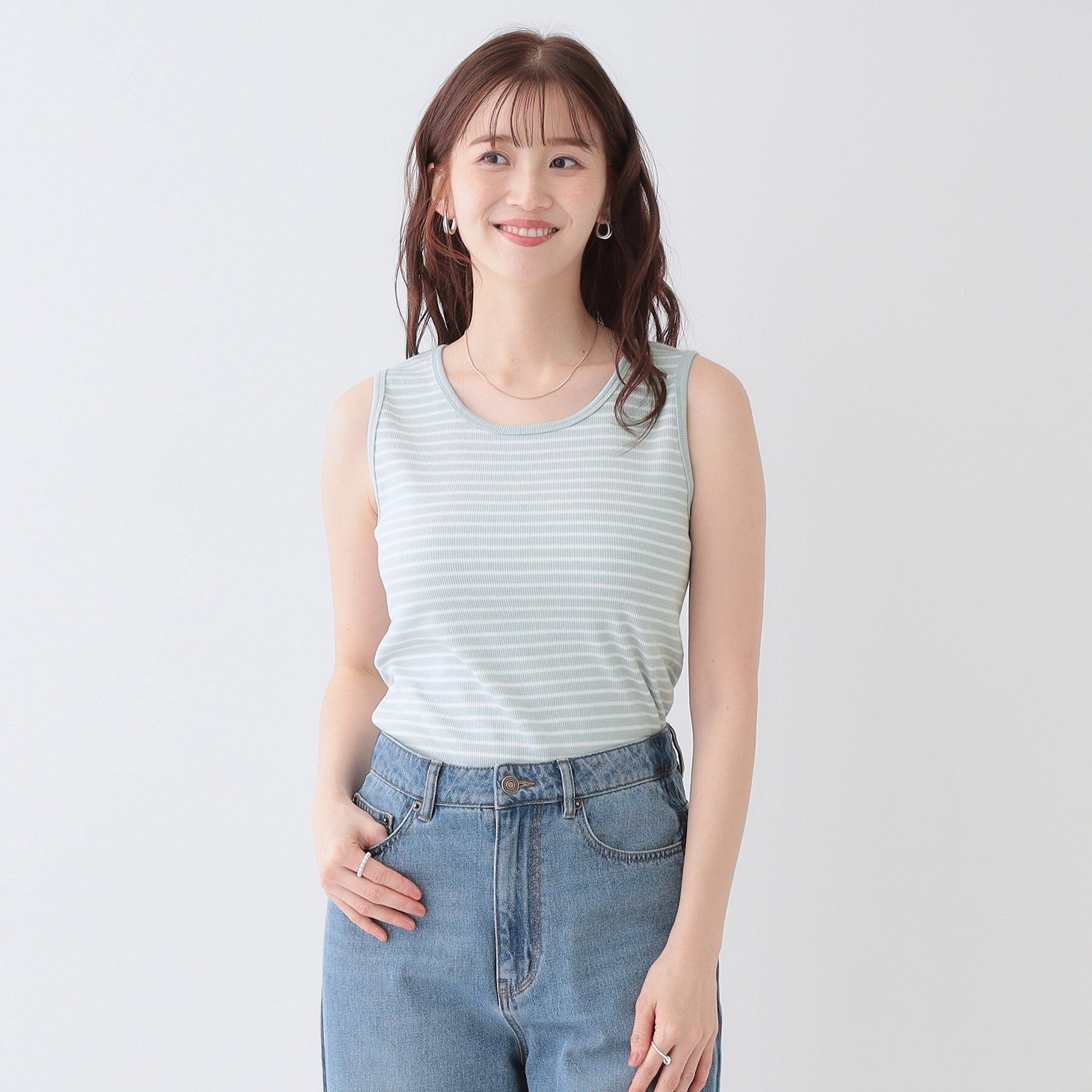 SHOO･LA･RUE「【洗える/S-LL】色違いで揃えたい テレコリブタンクトップ」|キャミソール|