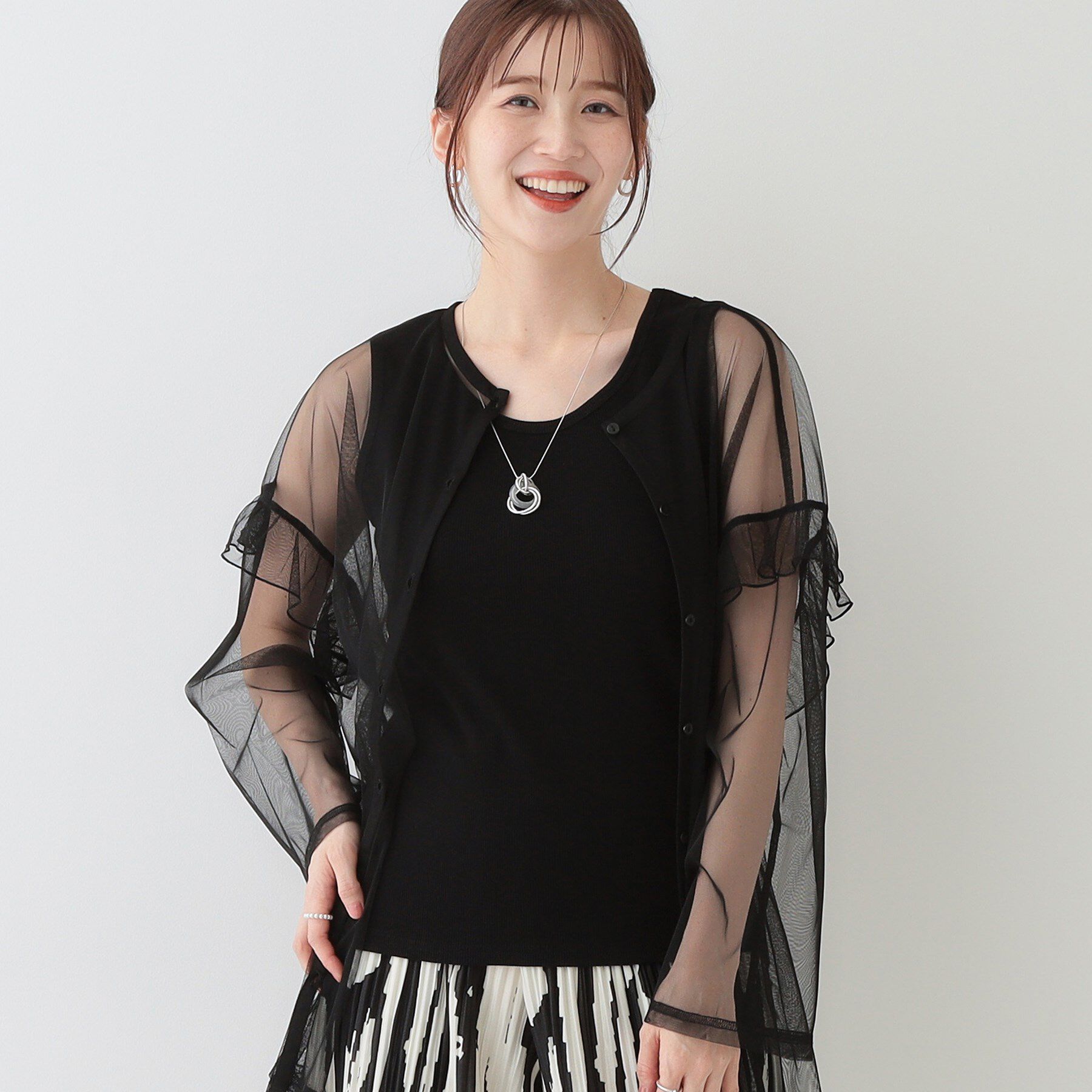 SHOO･LA･RUE「【洗える/S-LL】色違いで揃えたい テレコリブタンクトップ」|キャミソール|ブラック(019)