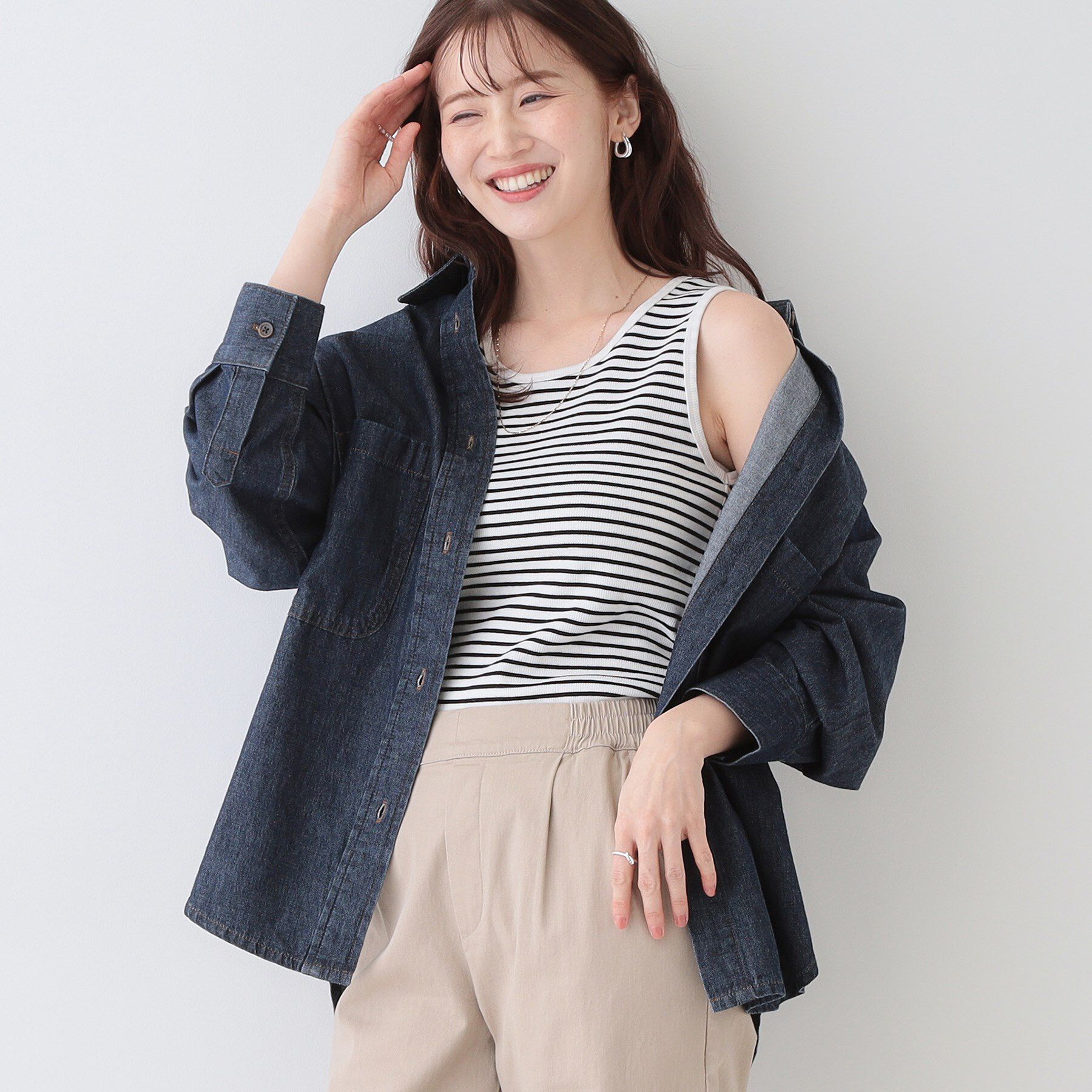 SHOO･LA･RUE「【洗える/S-LL】色違いで揃えたい テレコリブタンクトップ」|キャミソール|ホワイト(301)